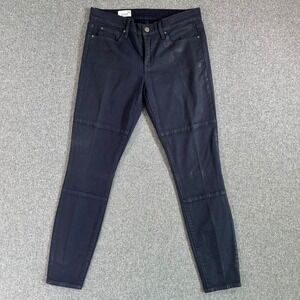 Gap 1969 Legging Jeans Navy Blue Coated Waxed Moto Skinny Denim Womens Size 28